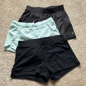 3 pairs of shorts old navy and champion black and mint green